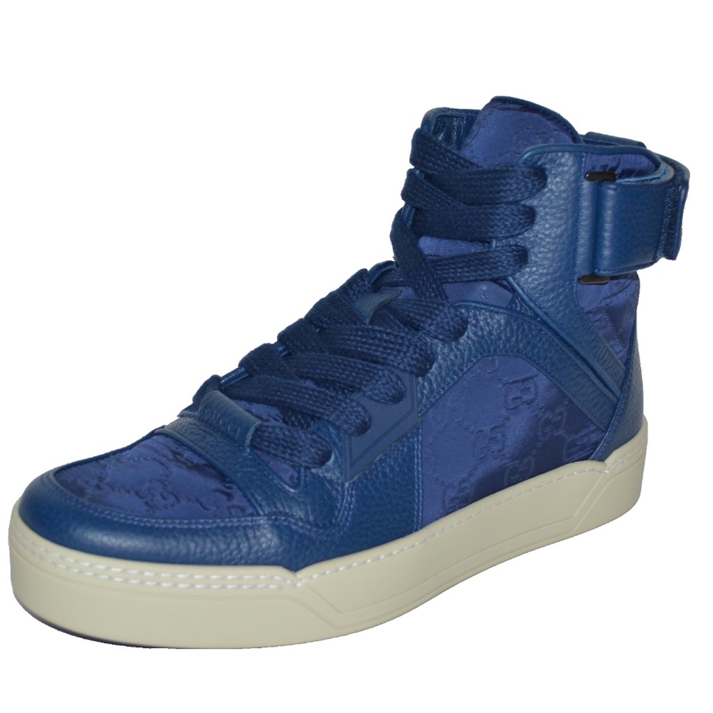 NIB GUCCI GG GUCCISSIMA MENS HITOP NYLON LEATHER SNEAKERS - Picture 4 of 9
